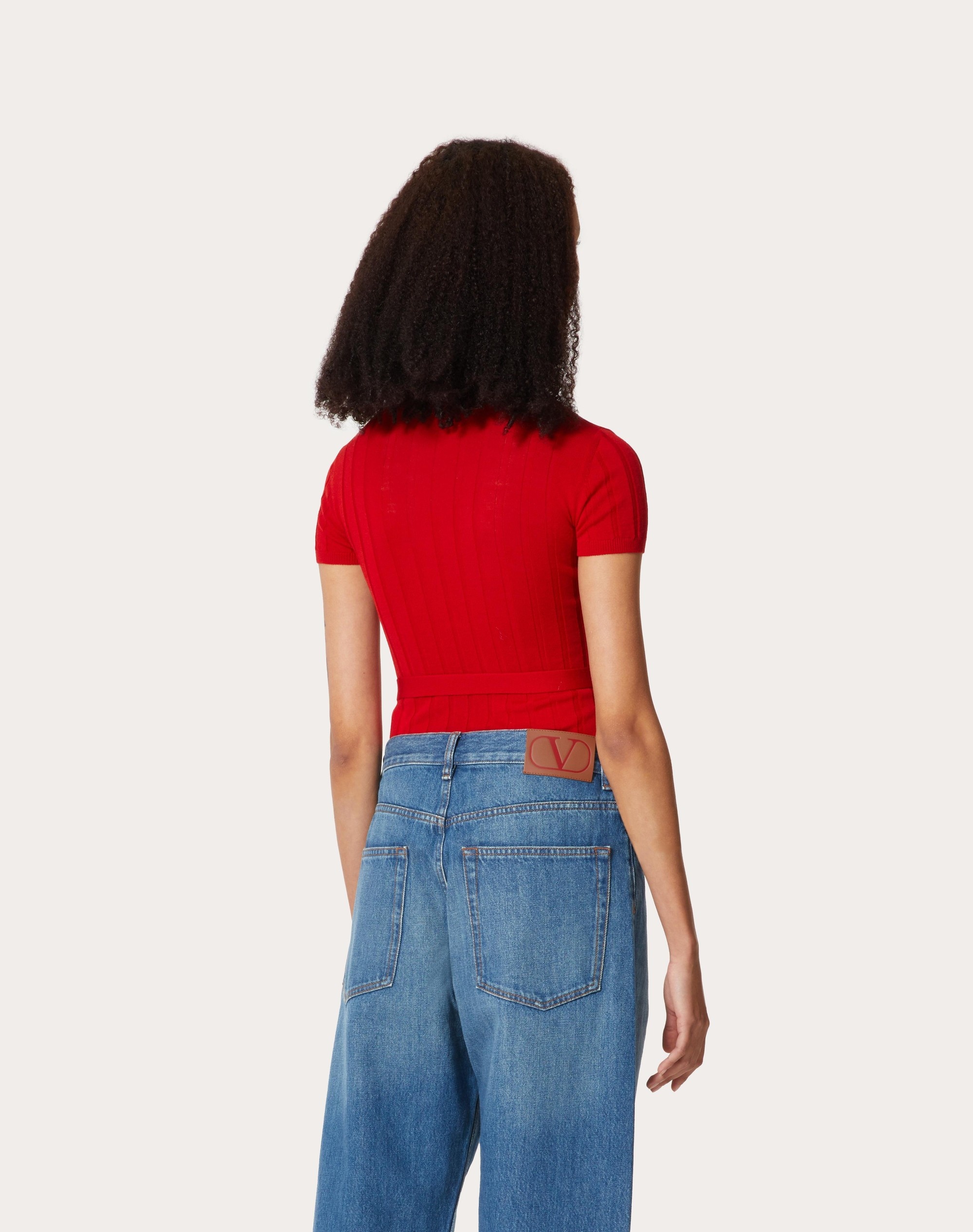 WOOL JUMPER WITH VLOGO SIGNATURE BELT DETAIL - 3