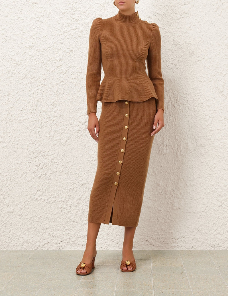 Zimmermann CRUSH BUTTONED TUBE MIDI SKIRT outlook