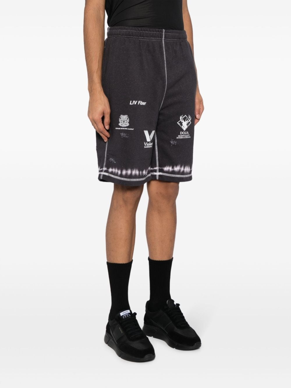 graphic-print elasticated-waistband shorts - 3