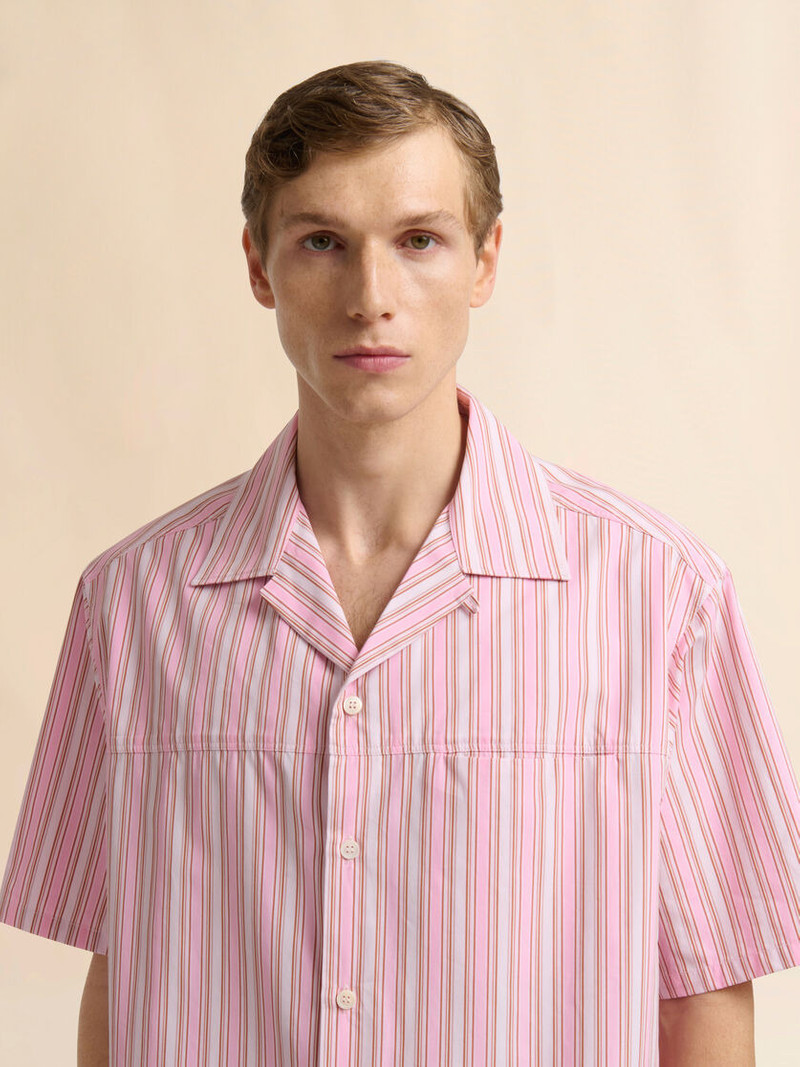 PINK STRIPED POPLIN SHIRT WITH DRAWSTRING HEM 4