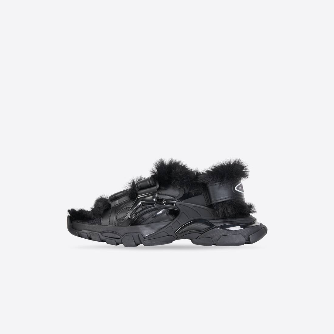 Men's Track Sandale Fake Fur in Black - 4