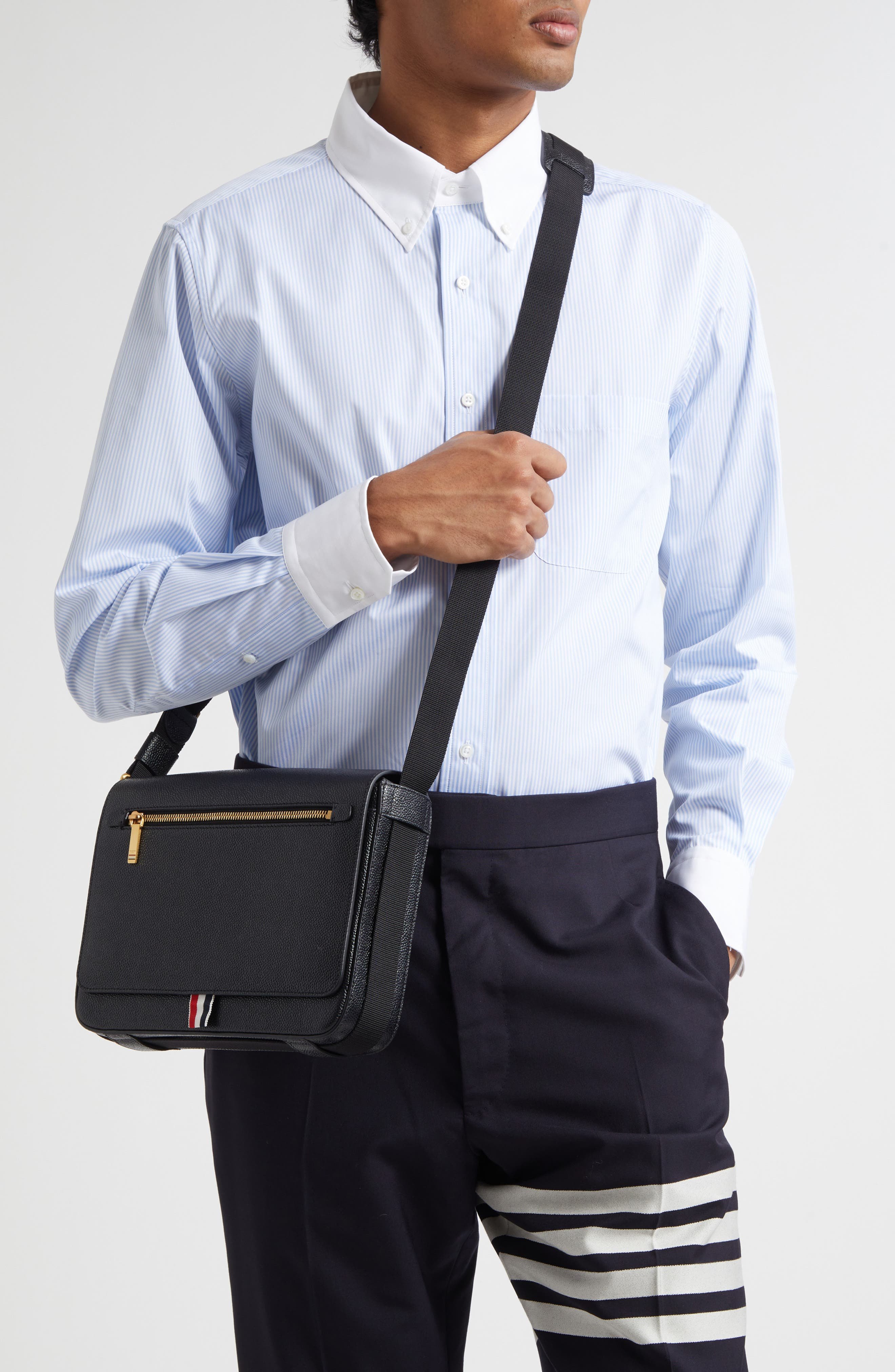 Thom Browne Leather Reporter Bag in Black at Nordstrom - 2