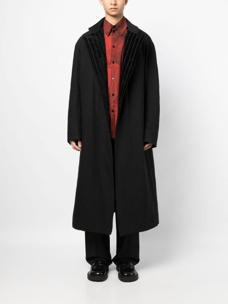 Yohji Yamamoto single-breasted drop-shoulder coat outlook