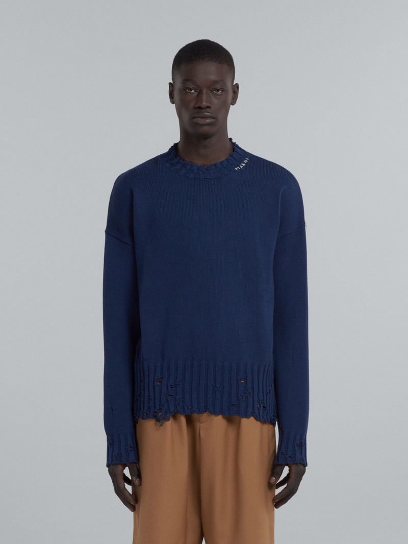Marni BLUE COTTON CREWNECK SWEATER outlook