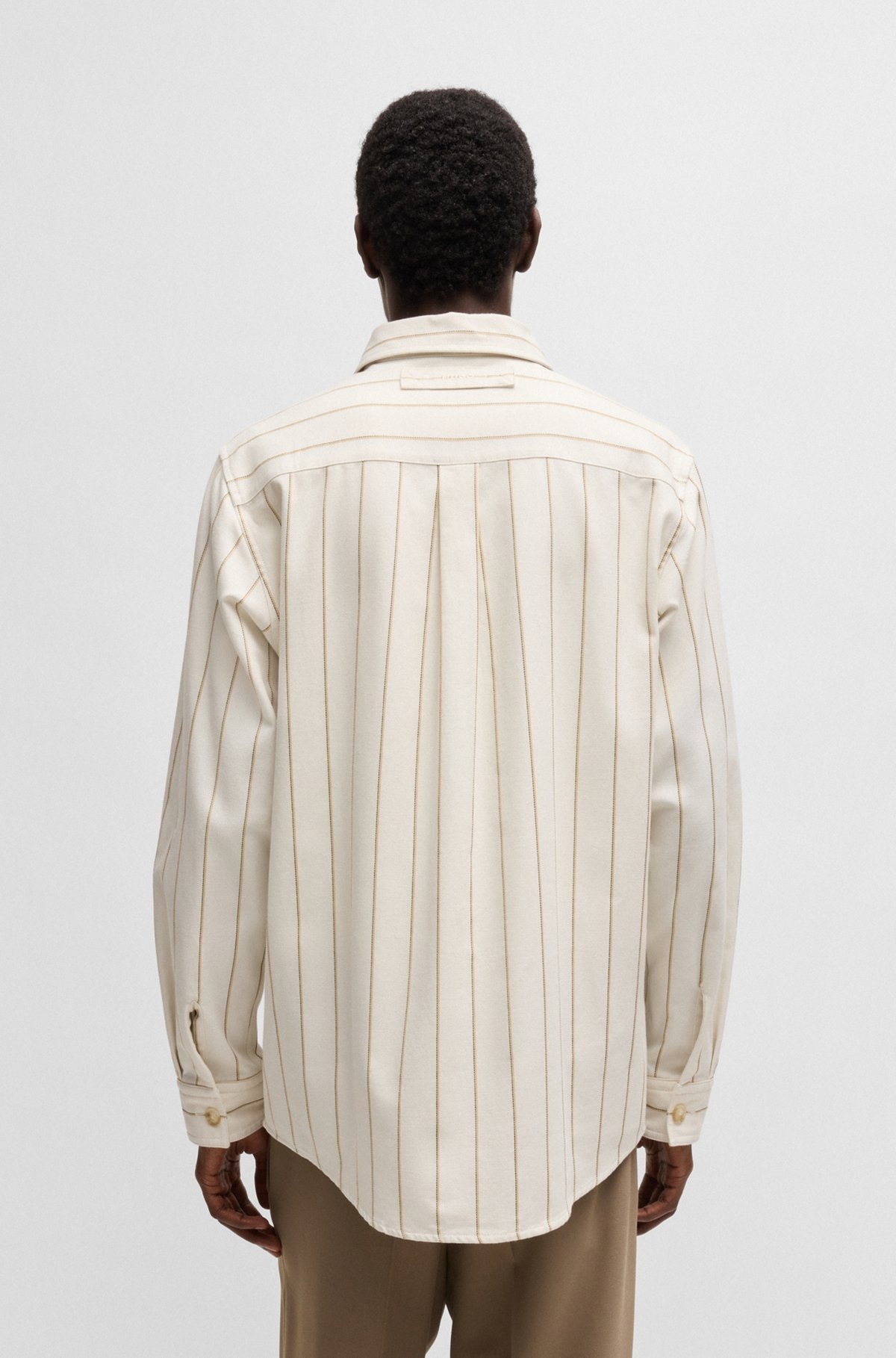 OVERSIZE-FIT OVERSHIRT IN STRIPED OXFORD COTTON - 5