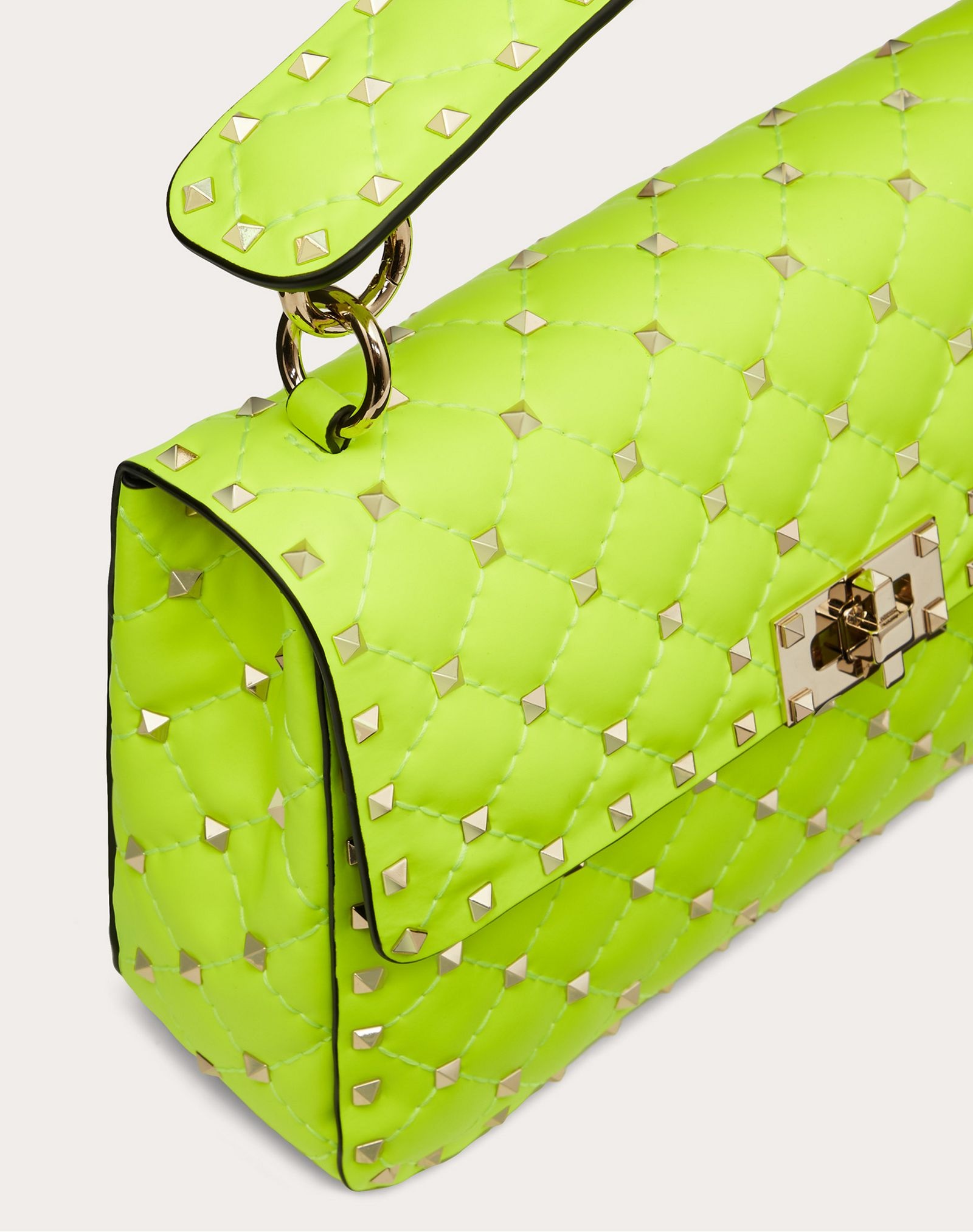 Medium Rockstud Spike fluo calfskin leather bag - 5