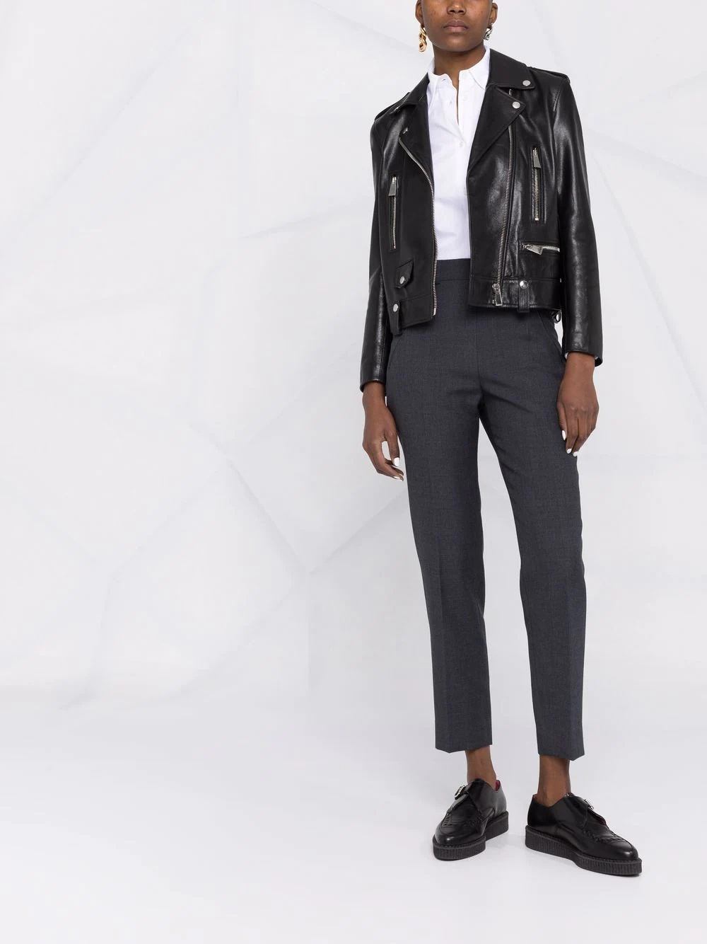 high-waisted slim-fit trousers - 3
