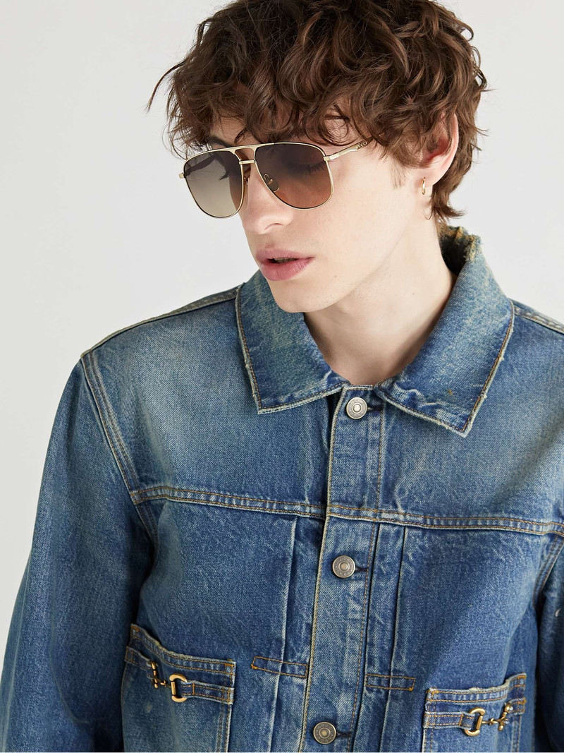 GUCCI Aviator-Style Gold-Tone Sunglasses outlook