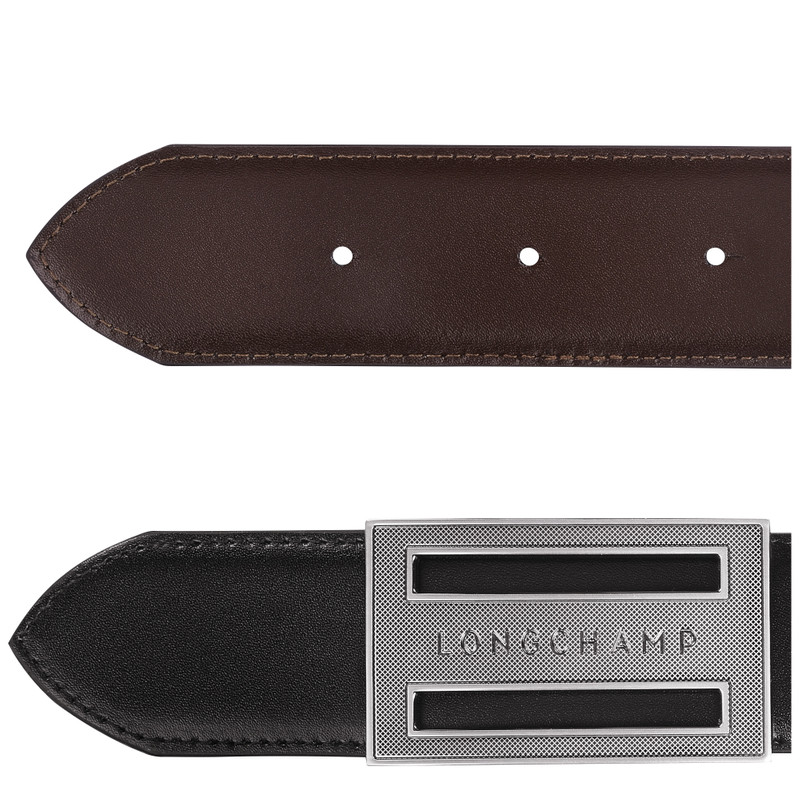 Longchamp Delta Box Men's belt Black/Mocha - Leather outlook