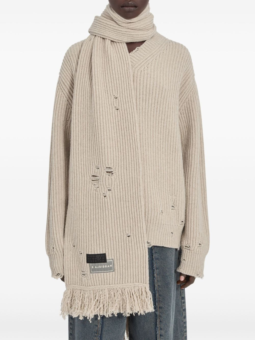 RIBBED FRAYED-EDGE SCARF - 2