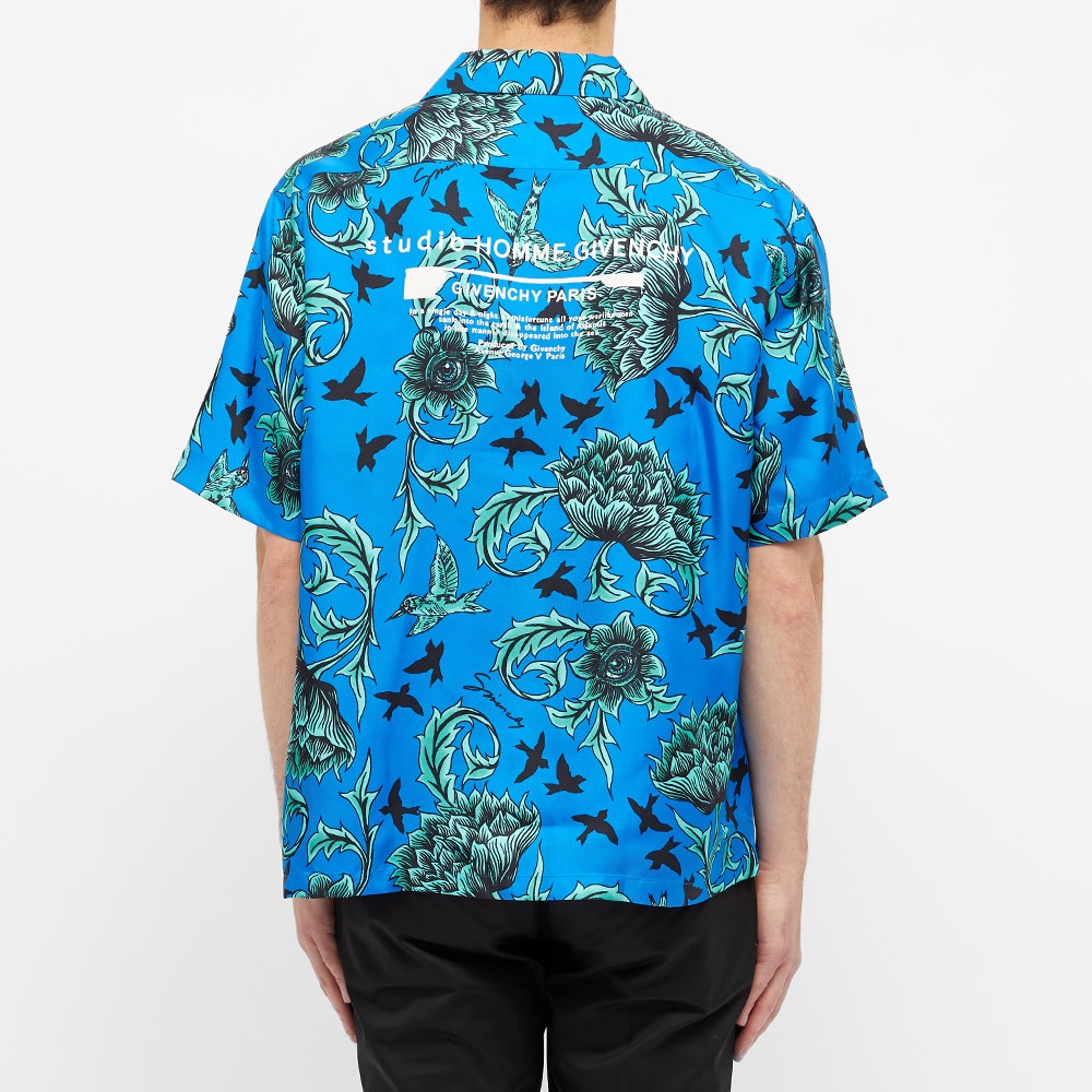 Givenchy Aqua Floral Print Hawaiian Silk Shirt - 6