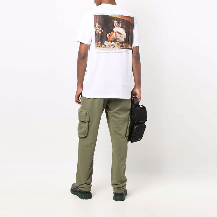 Men's Off-White FW21 Caravaggio Printing Short Sleeve White T-Shirt OMAA027F21JER0110184 - 2