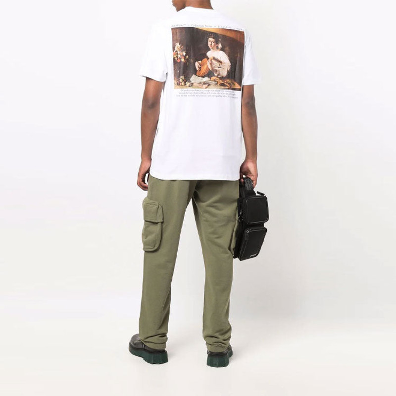 Off-White Men's Off-White FW21 Caravaggio Printing Short Sleeve White T-Shirt OMAA027F21JER0110184 outlook