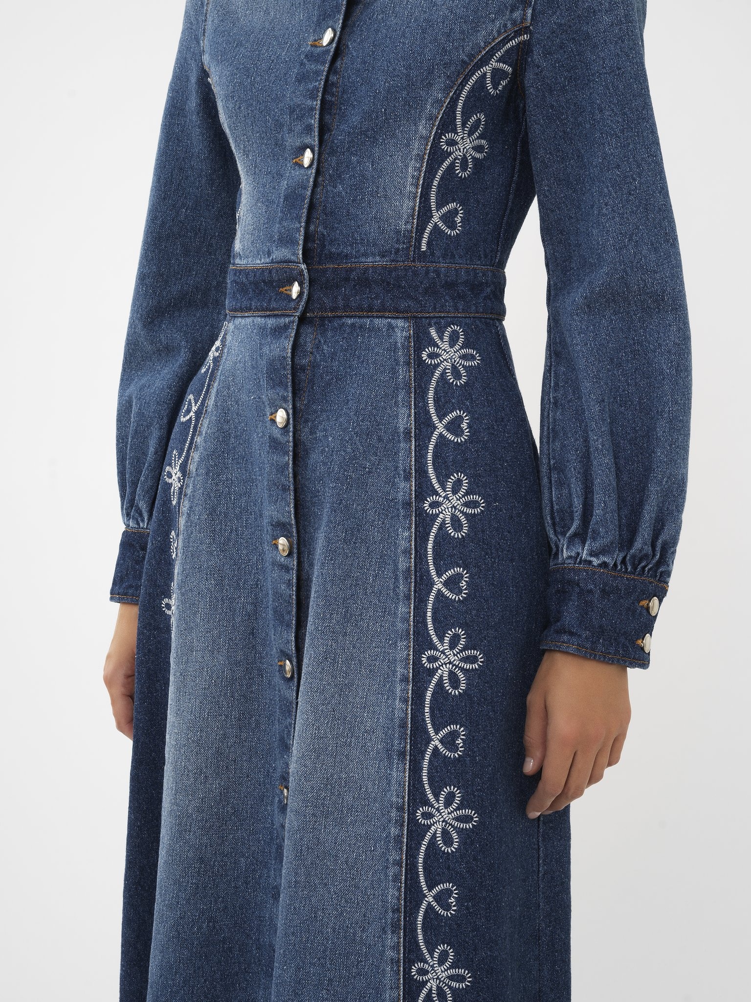 EMBROIDERED DENIM SHIRT DRESS - 7