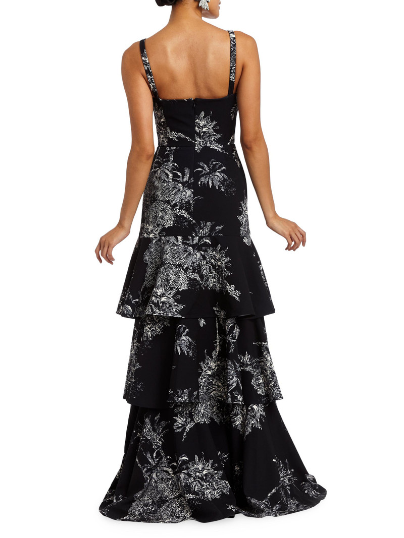 Women's Torero Ruffled Floral Gown - Black Ivory 5