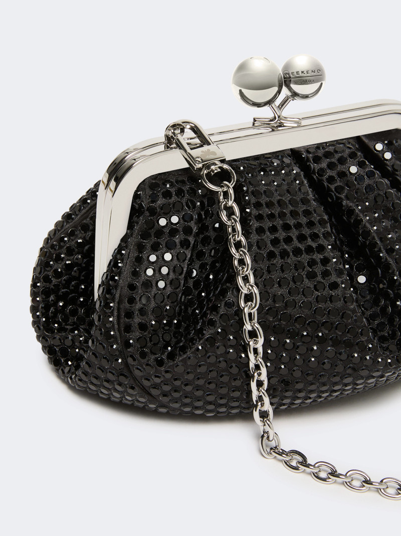 LAMA Rhinestone-adorned small satin Pasticcino Bag - DARK GREY 3
