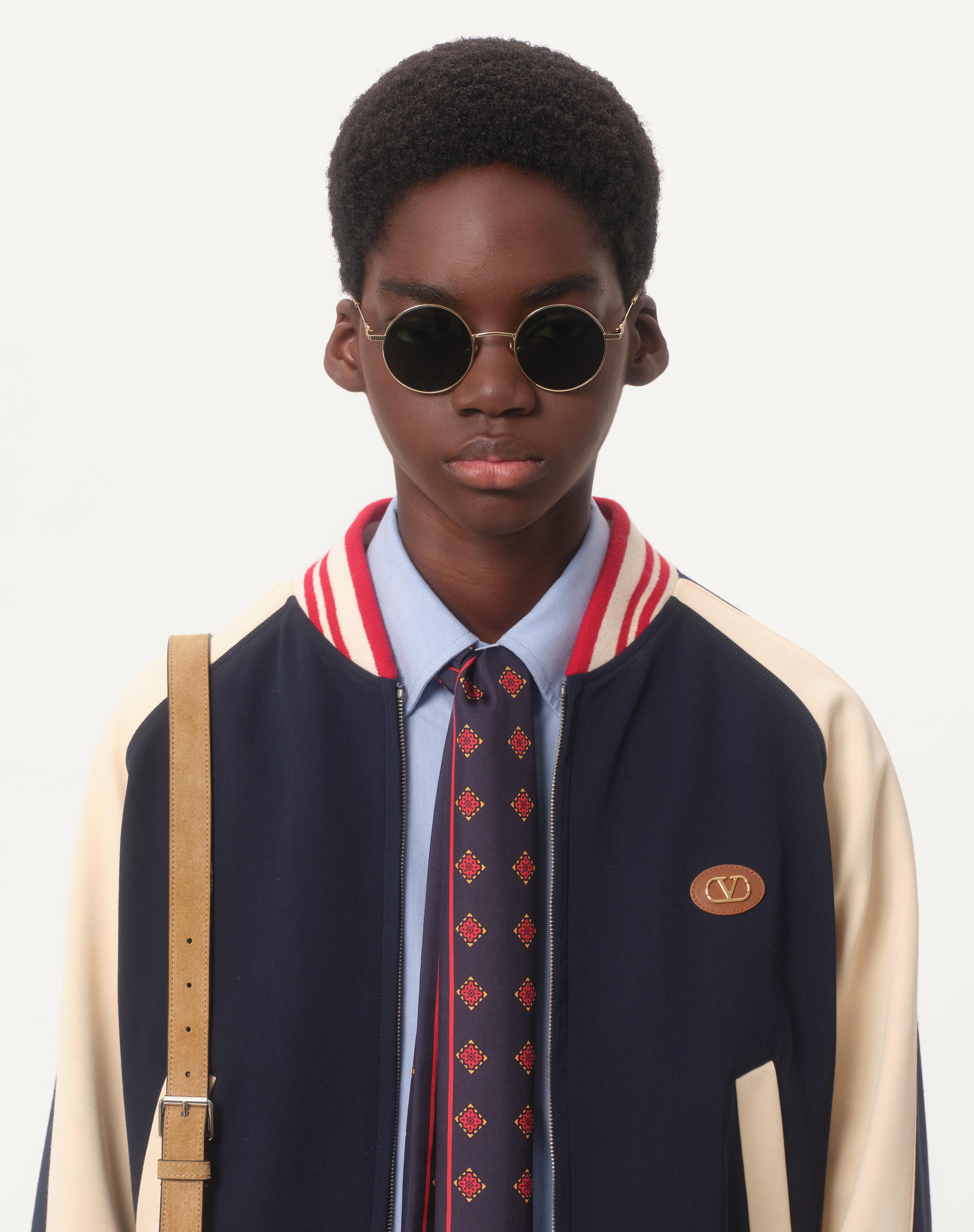 WOOL AND COTTON BOMBER JACKET WITH VLOGO AND CHAT DE LA MAISON PATCH - 4
