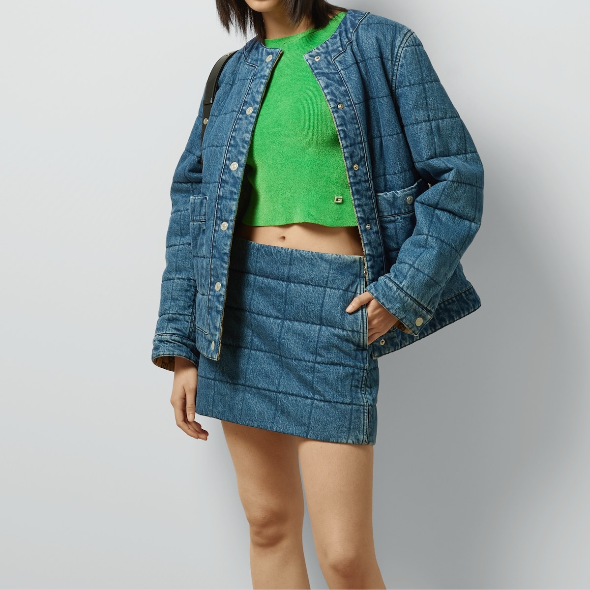 Quilted denim skirt - 5