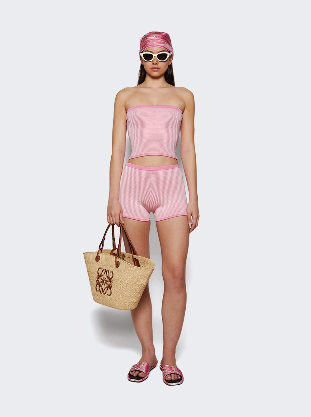 Micro Stripe Lycra Tube Top Guava Stripe - 5