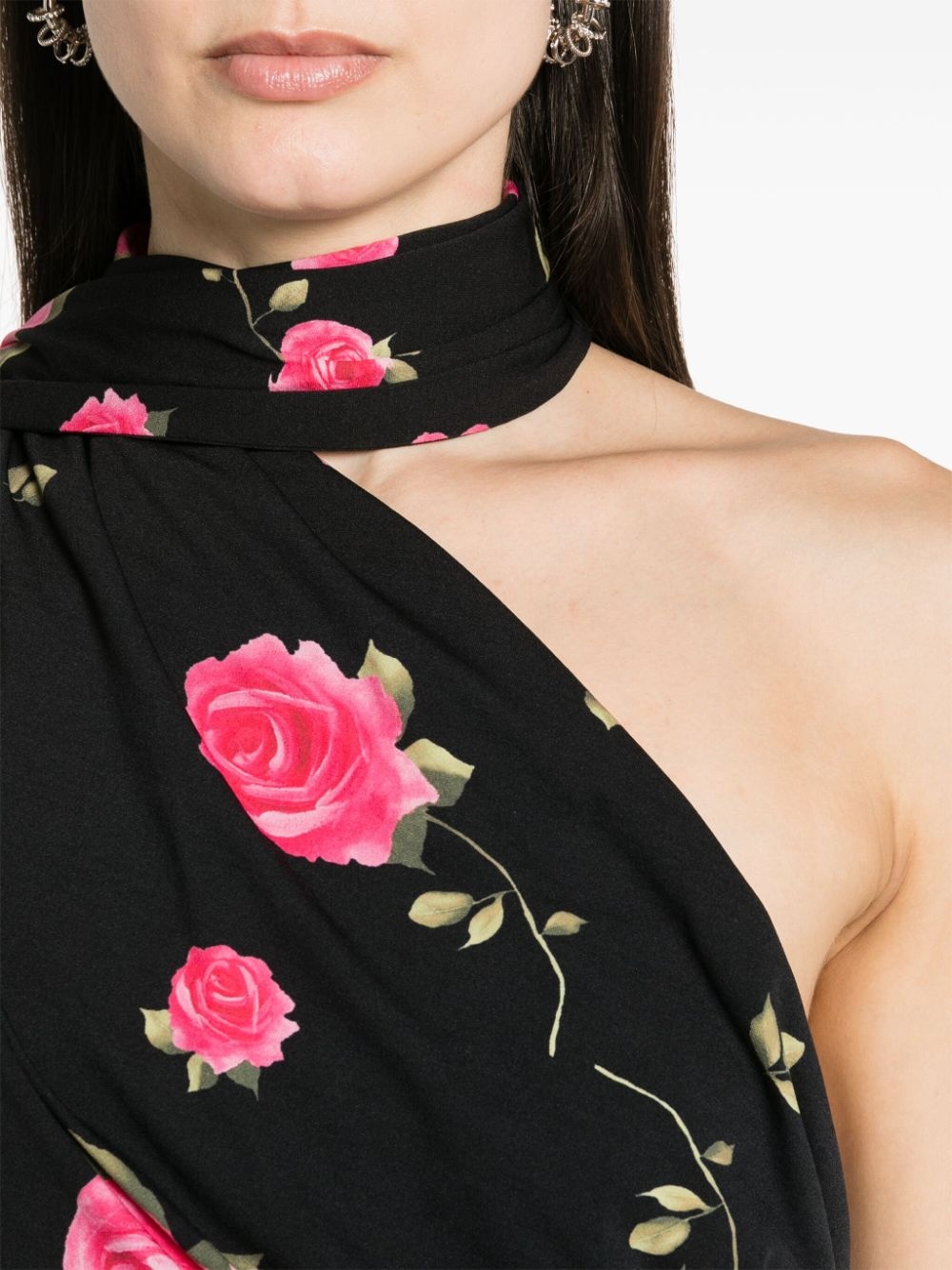 rose-print ruched minidress - 5
