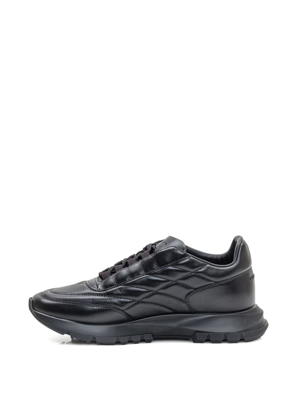 quilted-pattern leather sneakers - 2