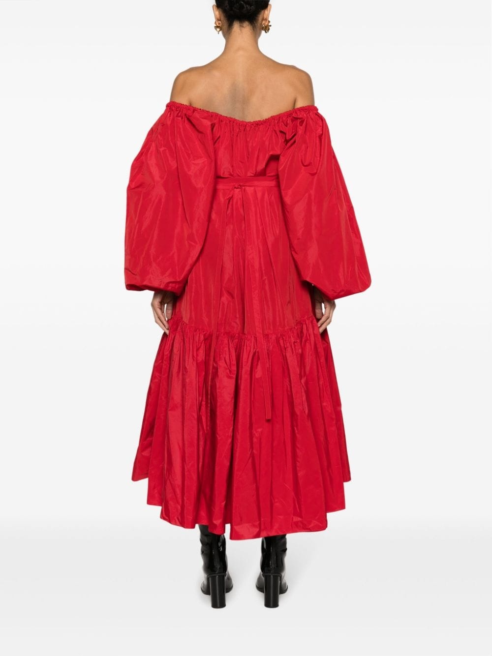 off-shoulder faille midi dress - 4