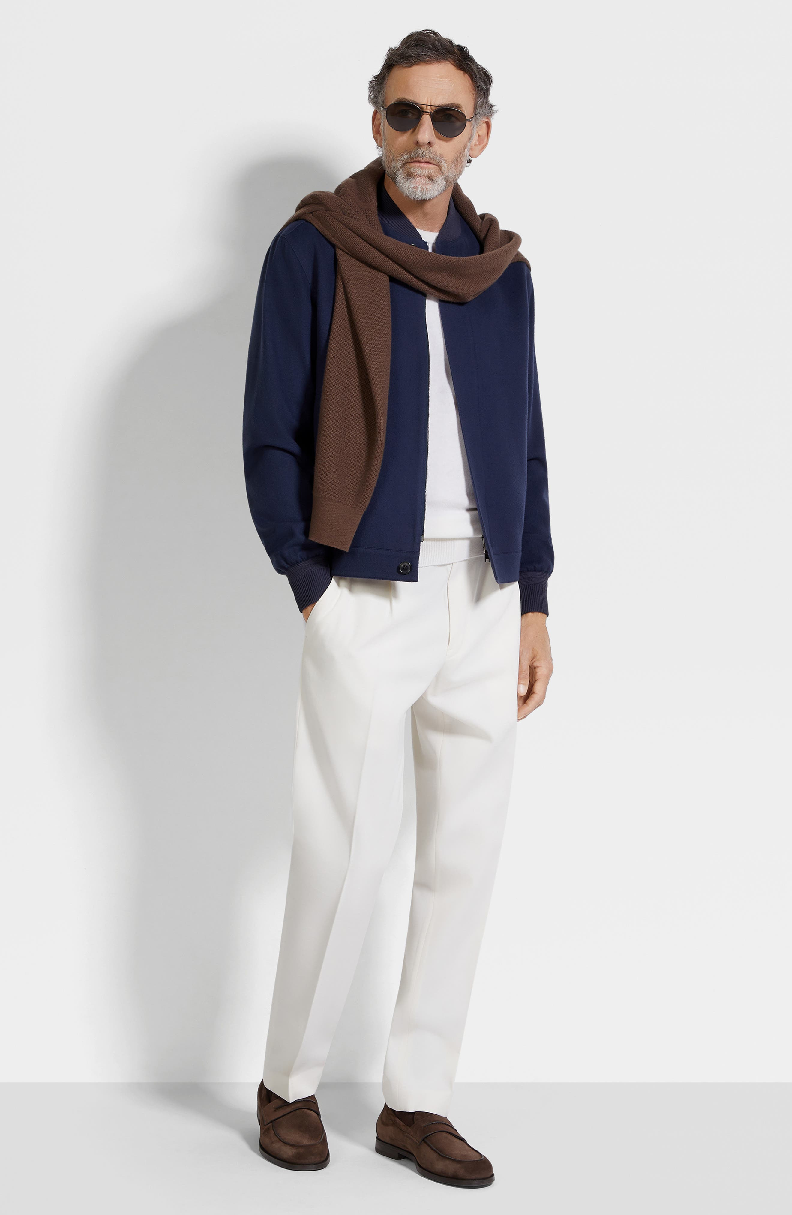 ZEGNA Water Repellent Elements Oasi Cashmere Bomber Jacket in Ink Blue at Nordstrom - 5