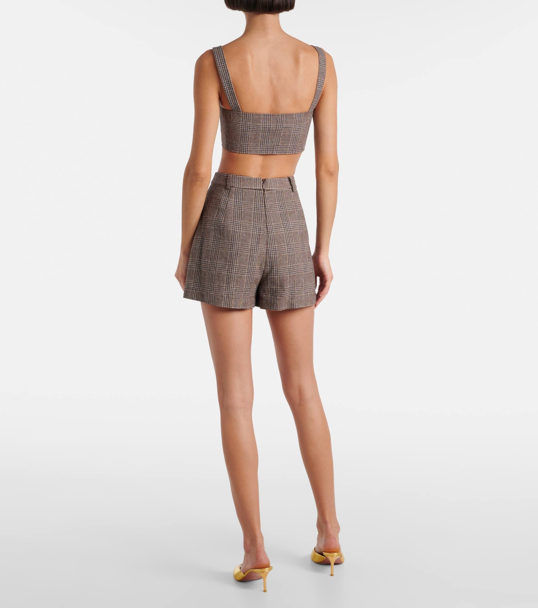 Checked cotton and linen bra top - 3