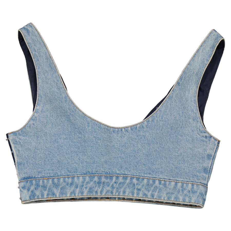 Rabanne Ladies Light Blue Denim Studded Denim Bralette - 6