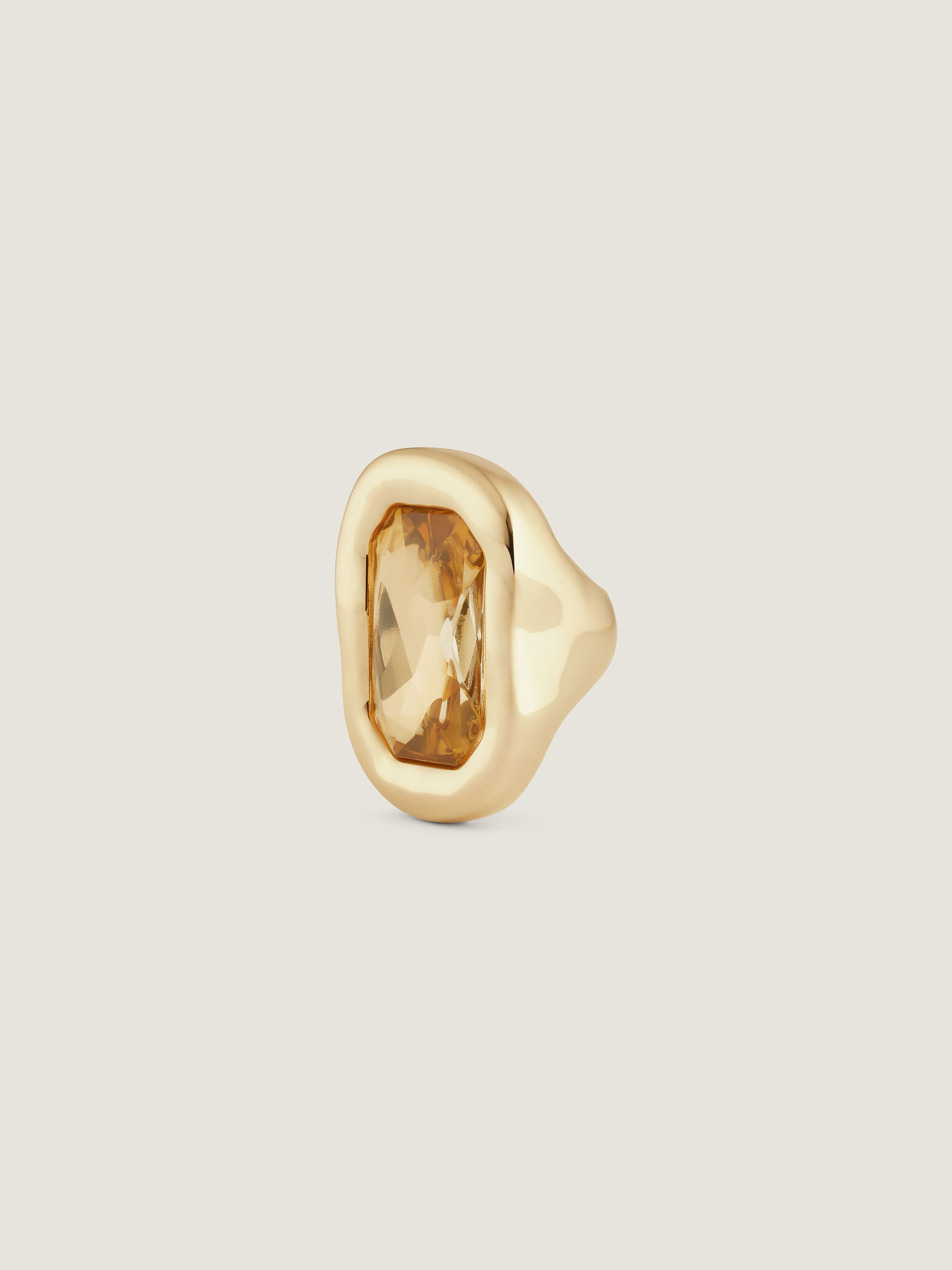 SCULPTURAL CRYSTAL RING IN METAL AND CRYSTAL - 1