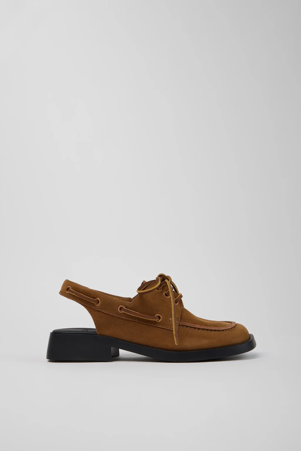 Donna Brown Nubuck Leather Semi-Open Shoes for Women. - 1