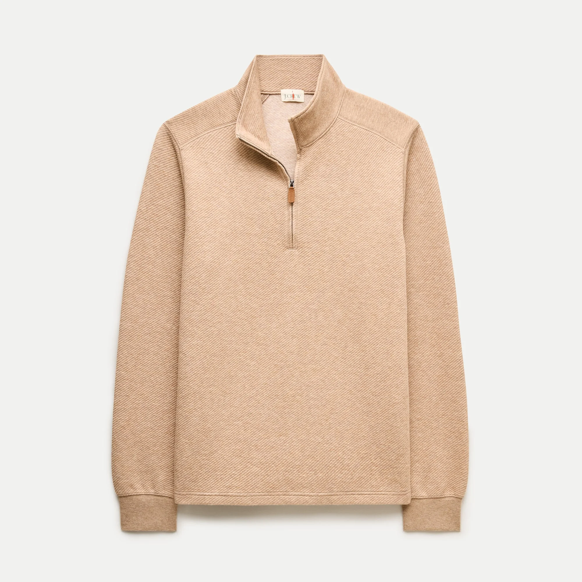 Quarter-zip pullover in cotton jacquard - 1