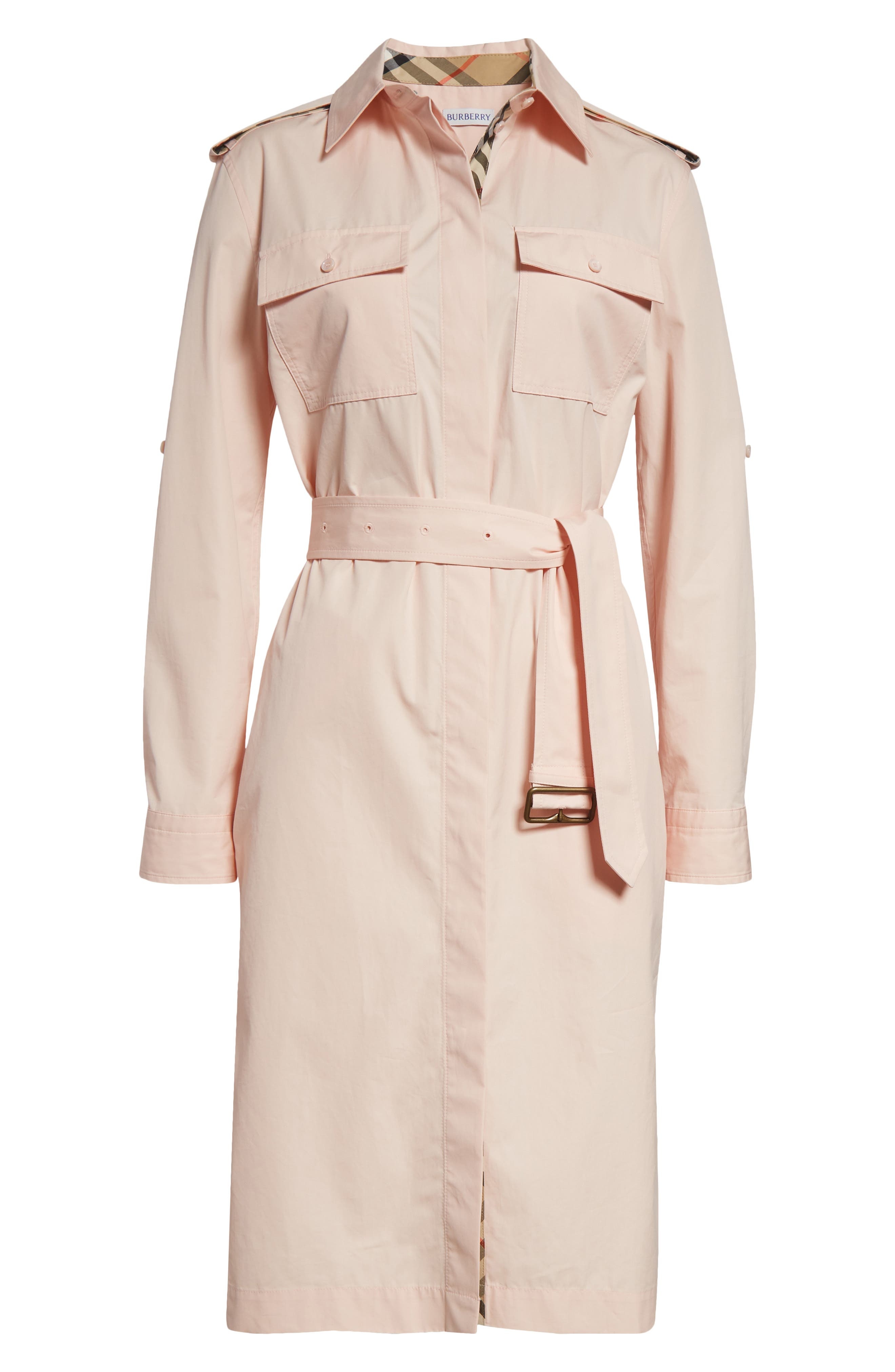 burberry Long Sleeve Cotton Poplin Belted Shirtdres in Flora at Nordstrom - 7