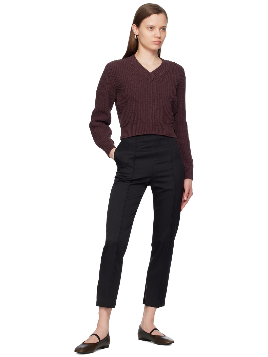 Brown Cropped Sweater - 4