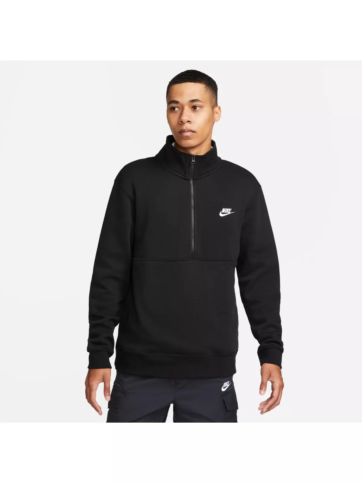 Men's Sportswear Brushed-Back 1/2-Zip Pullover-Black - 7