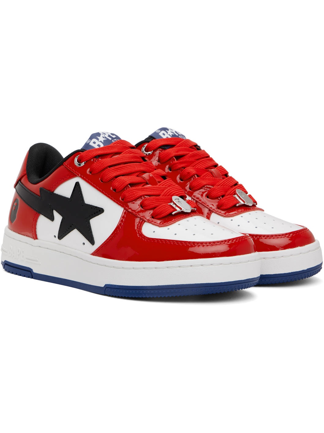 Red & White 'BAPE' STA # 1 Sneakers - 7