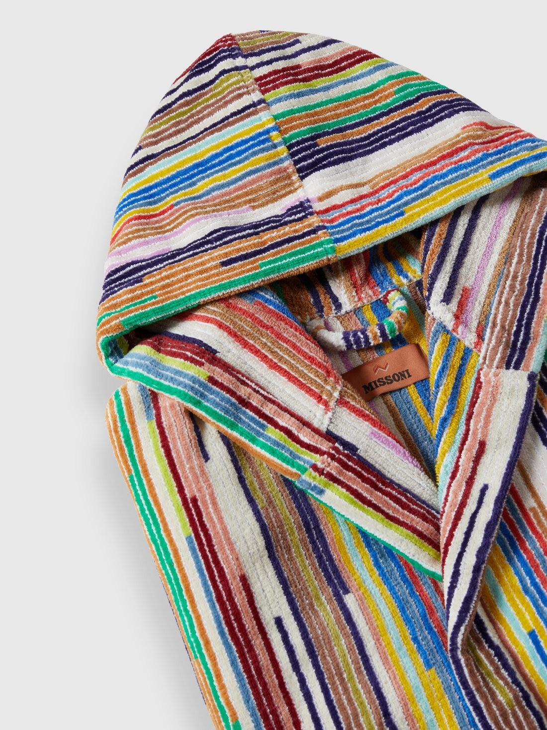 Melody bathrobe in cotton terry with vertical stripes - 3