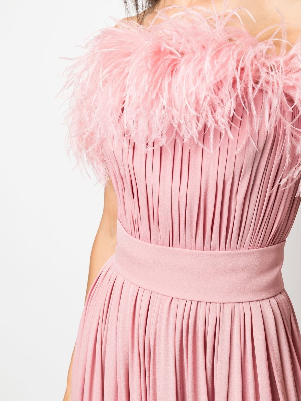Tuscan feather-trim silk dress - 5