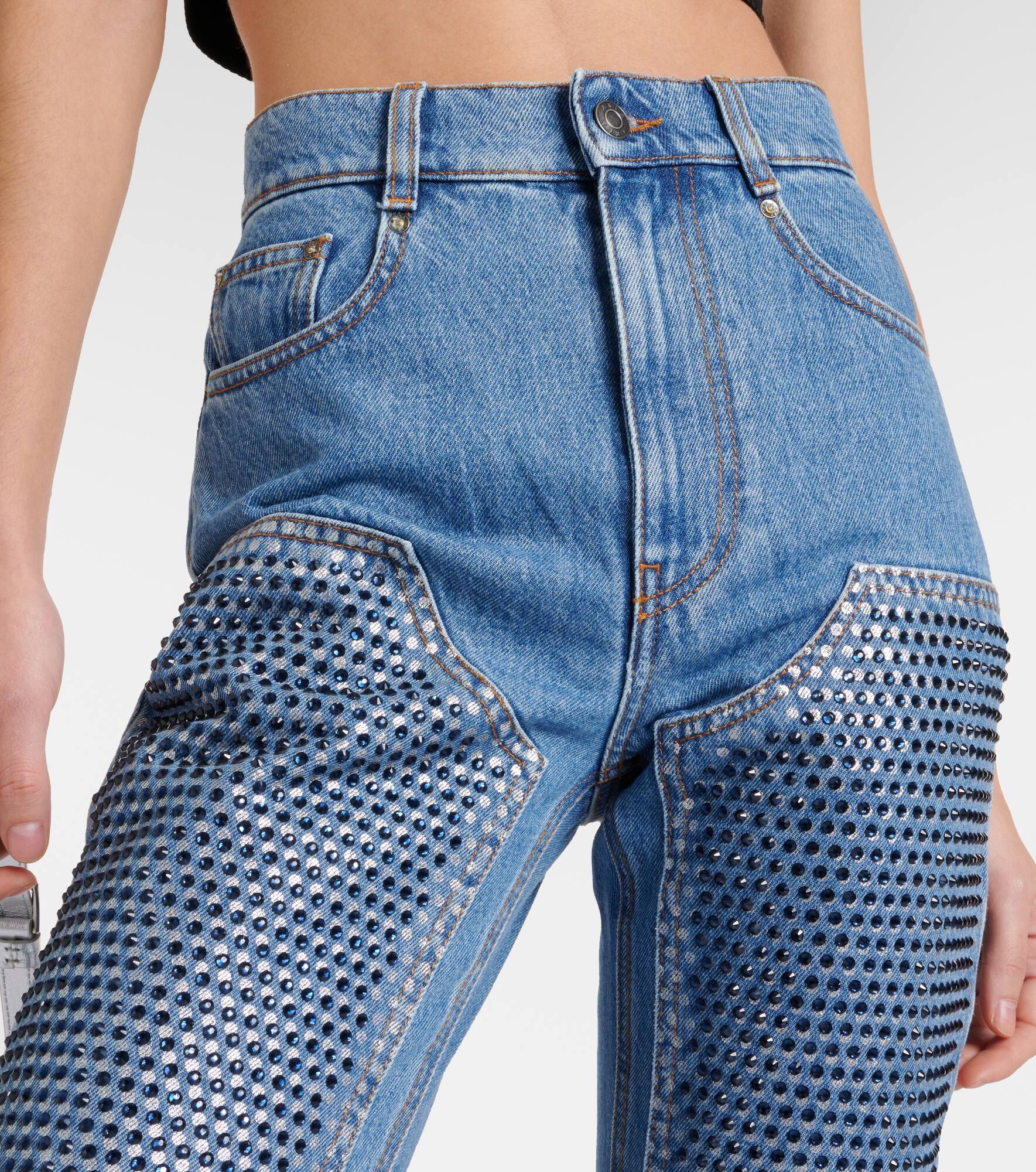 Crystal-embellished high-rise straight jeans - 4