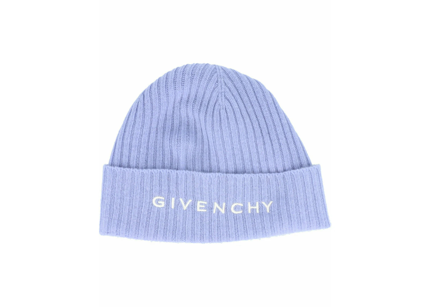 Givenchy Ribbed Embroidered Logo Beanie Light Blue - 3