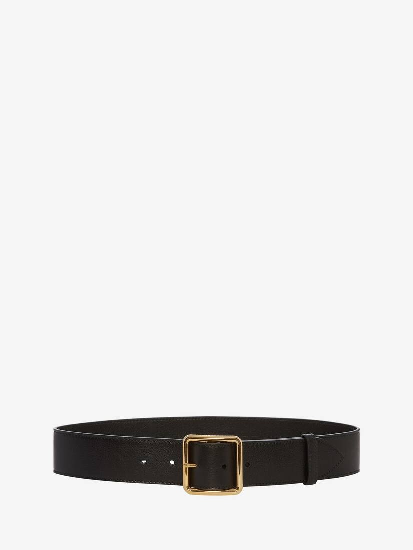 Leather Belt in Black - 1