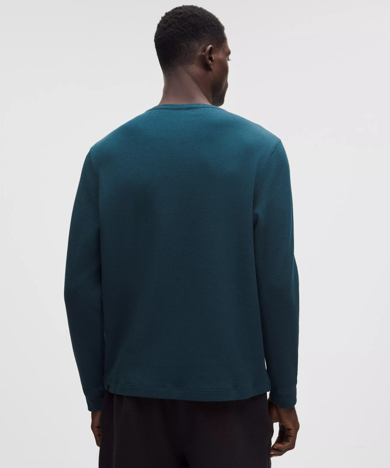 Cotton-Blend Waffle Knit Long-Sleeve Henley 3