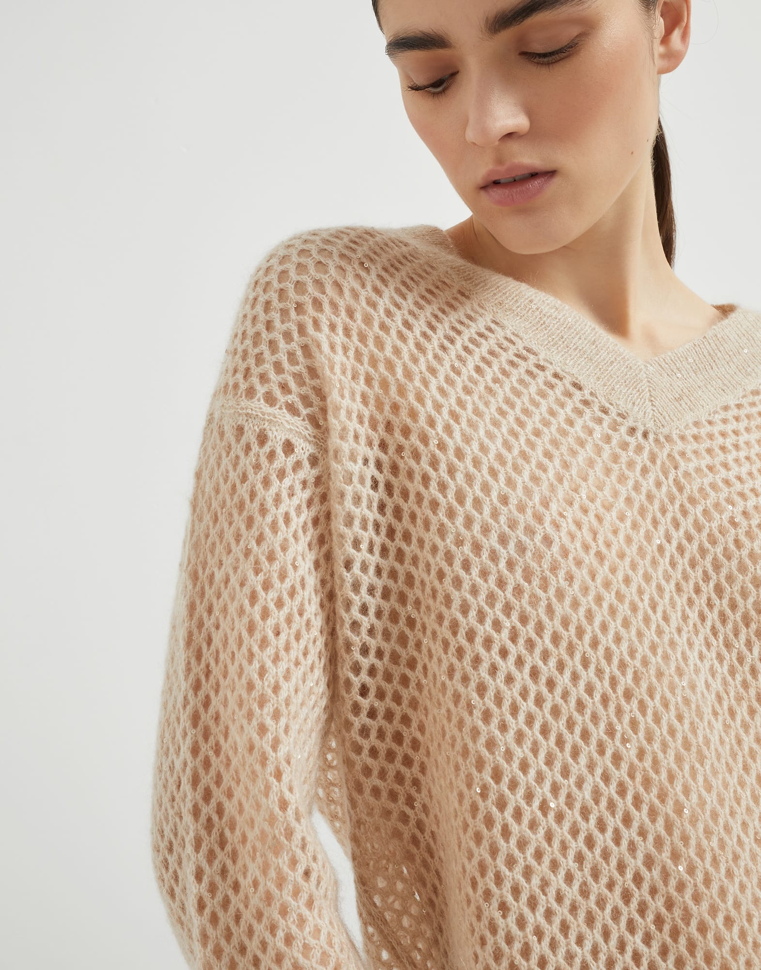 Mohair, cotton and wool dazzling mesh sweater - 3