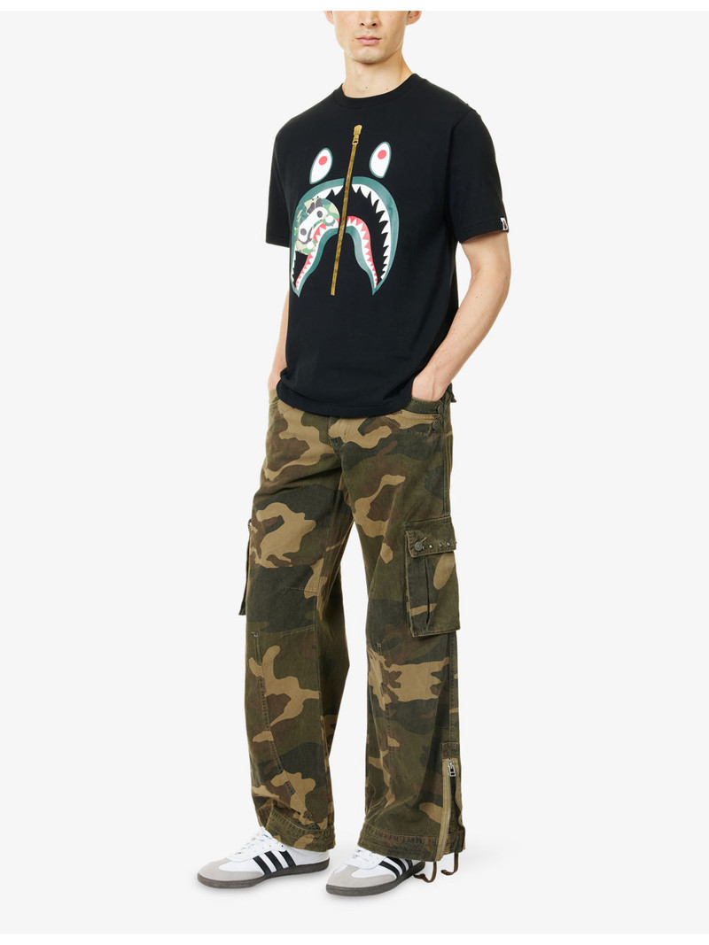 A BATHING APE® Camo Milo Shark Graphic-Print Cotton T-Shirt outlook