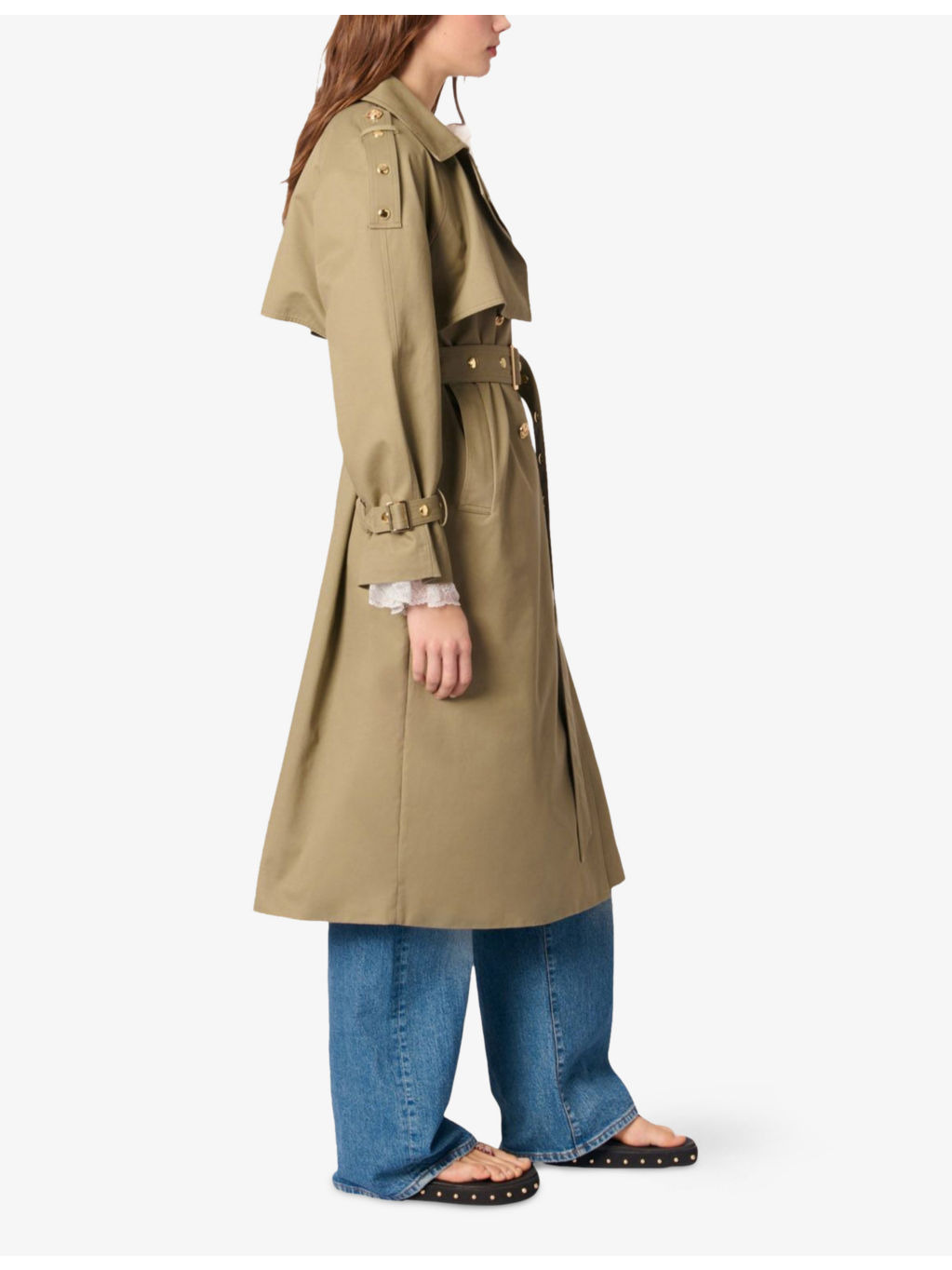 Double-Breasted Cotton Trench Coat - 3