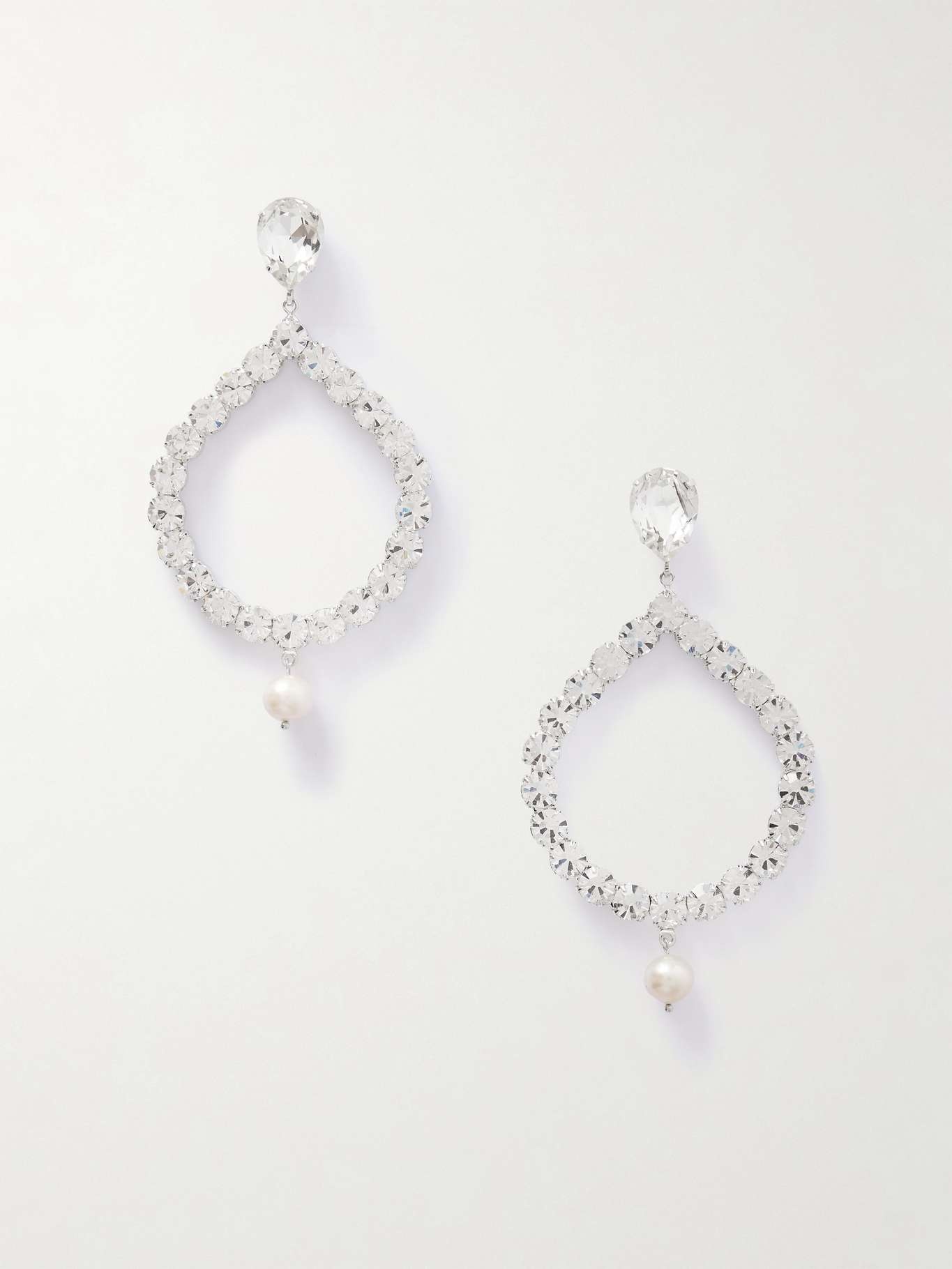 Silver-tone, crystal and pearl earrings Silver - 1