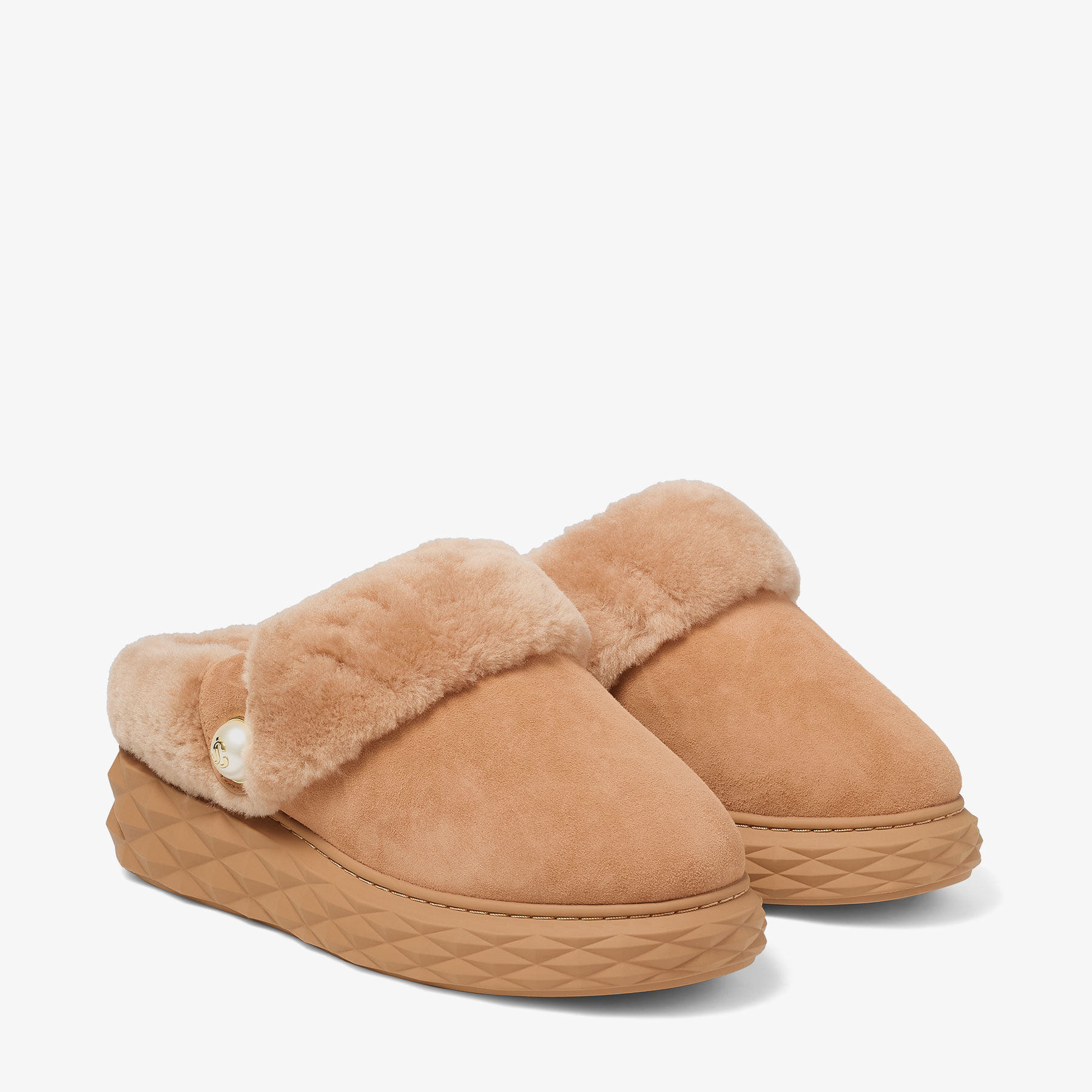 Diamond Maxi Mule F
Toffee Suede Mules with Shearling - 2