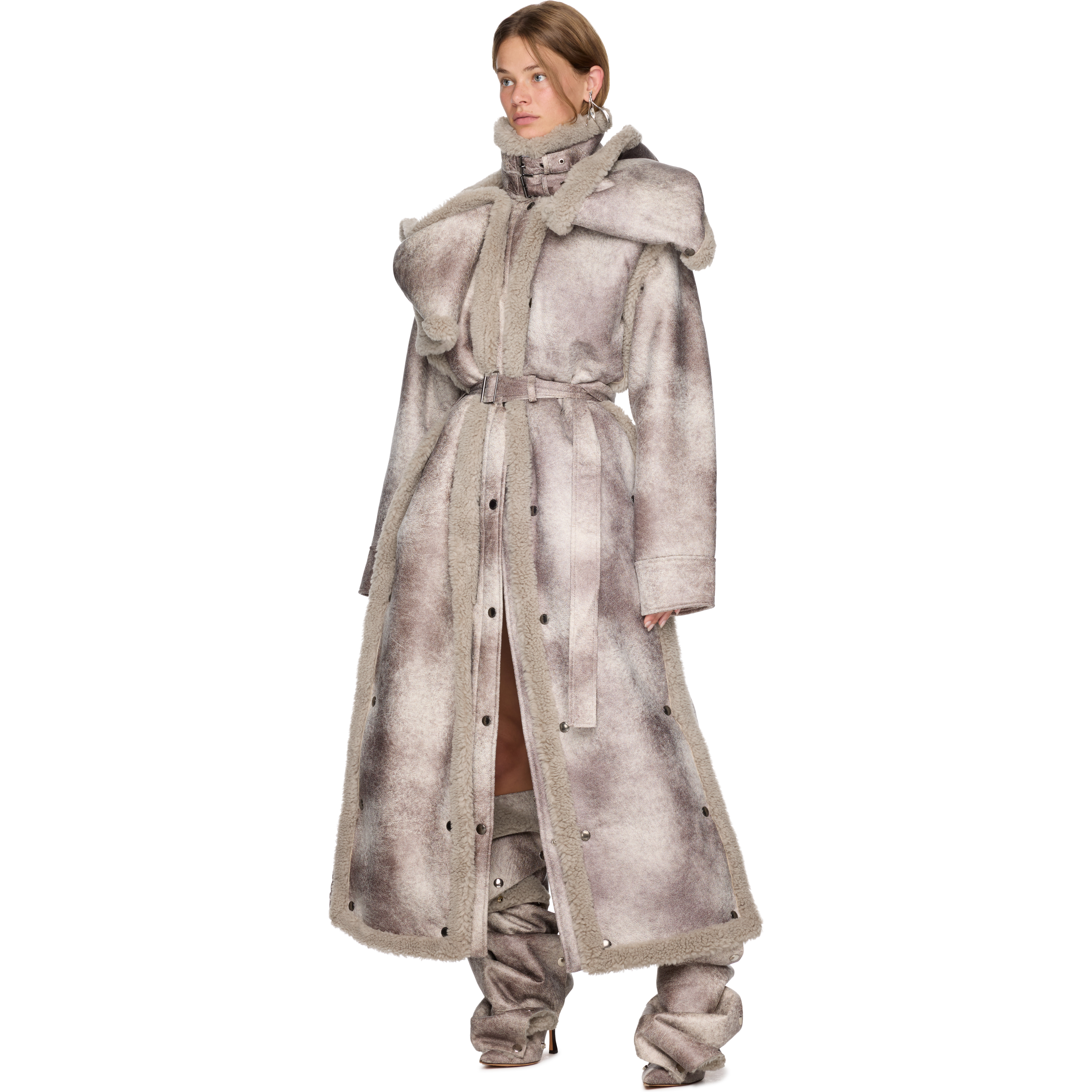 Snap Off Panel Hood Aviator Coat - 4