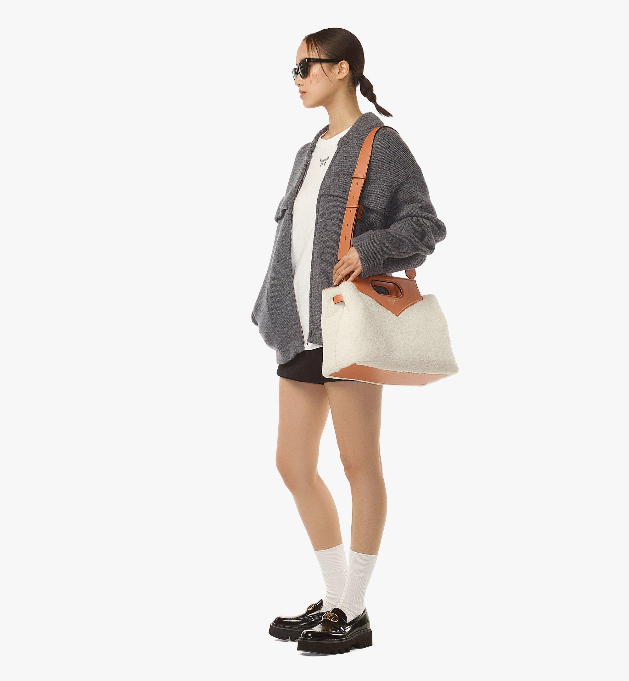 Soft Diamond Tote in Shearling and Leather - 2