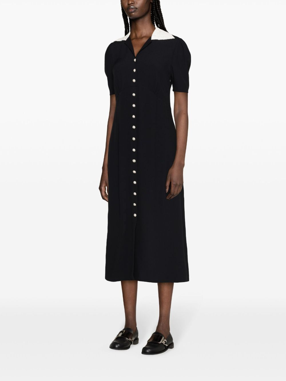 crystal-embellished crepe flared dress - 3